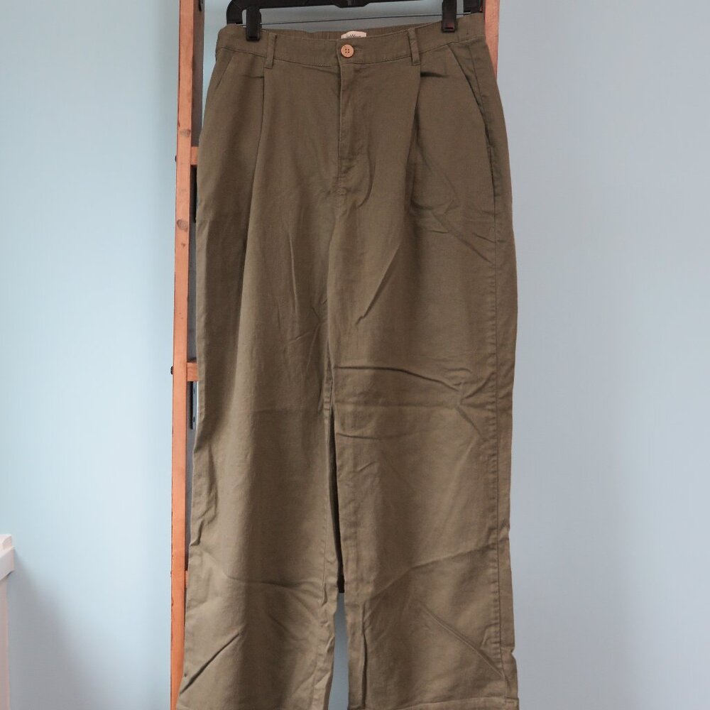 Up West EcoHemp Tencel High-Rise Pleated Pant in Heath Size M
